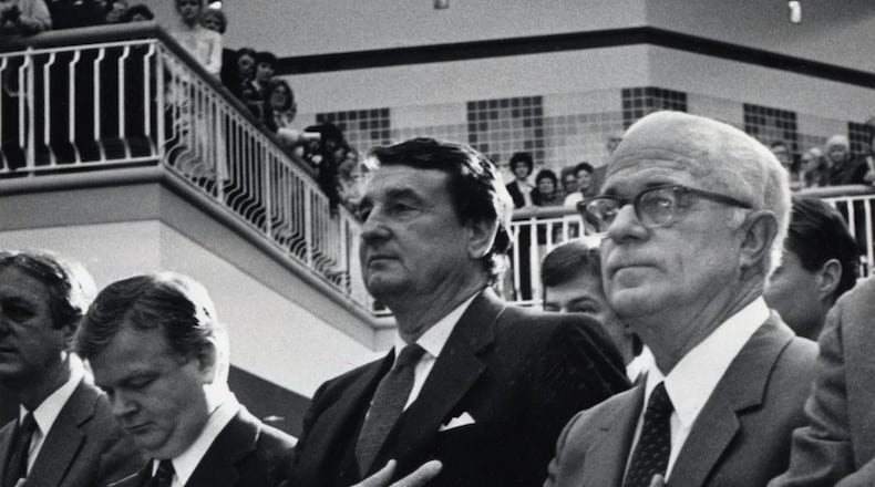 Steve Reynolds (far right) attends opening ceremonies of Gwinnett Place Mall in February 1984. FILE PHOTO