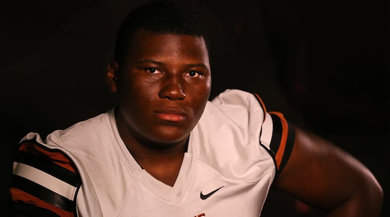Lanier defensive tackle Derrick Brown was a preseason AJC Super 11 selection. (Curtis Compton/AJC)