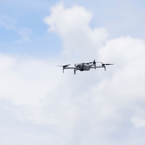 The FBI grounded more than a dozen recreational drones Thursday, the first day of the FIFA Fan Festival at Centennial Olympic Park in Atlanta. Here, FBI officials demonstrate a drone in May after announcing flight restrictions in Atlanta during the World Cup. (Akili-Casundria Ramsess for the AJC)