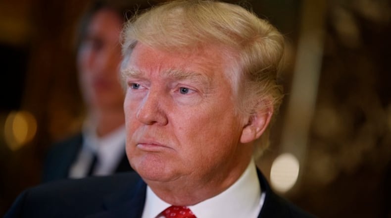 President-elect Donald Trump listens to a reporters question at Trump Tower, Monday, Jan. 9, 2017, in New York. (AP Photo/Evan Vucci)