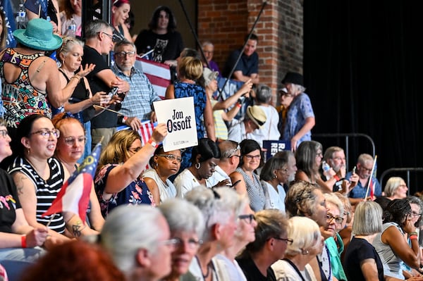 A supporter of U.S. Sen. Jon Ossoff, D-Ga., held up a sign during his rally last month in Savannah.
