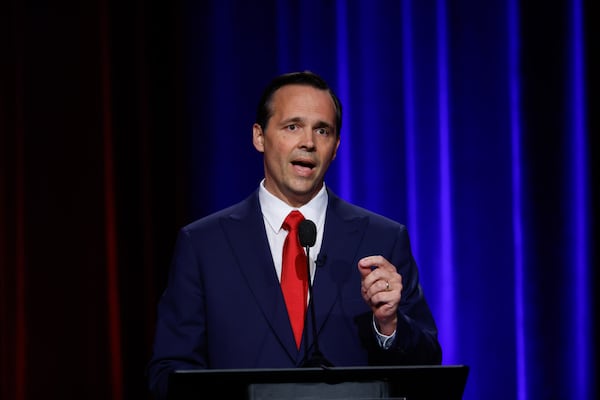 Republican candidate for Congress John Cowan speaks at the Atlanta Press Club Loudermilk-Young Debate Series last month. (Arvin Temkar/AJC)