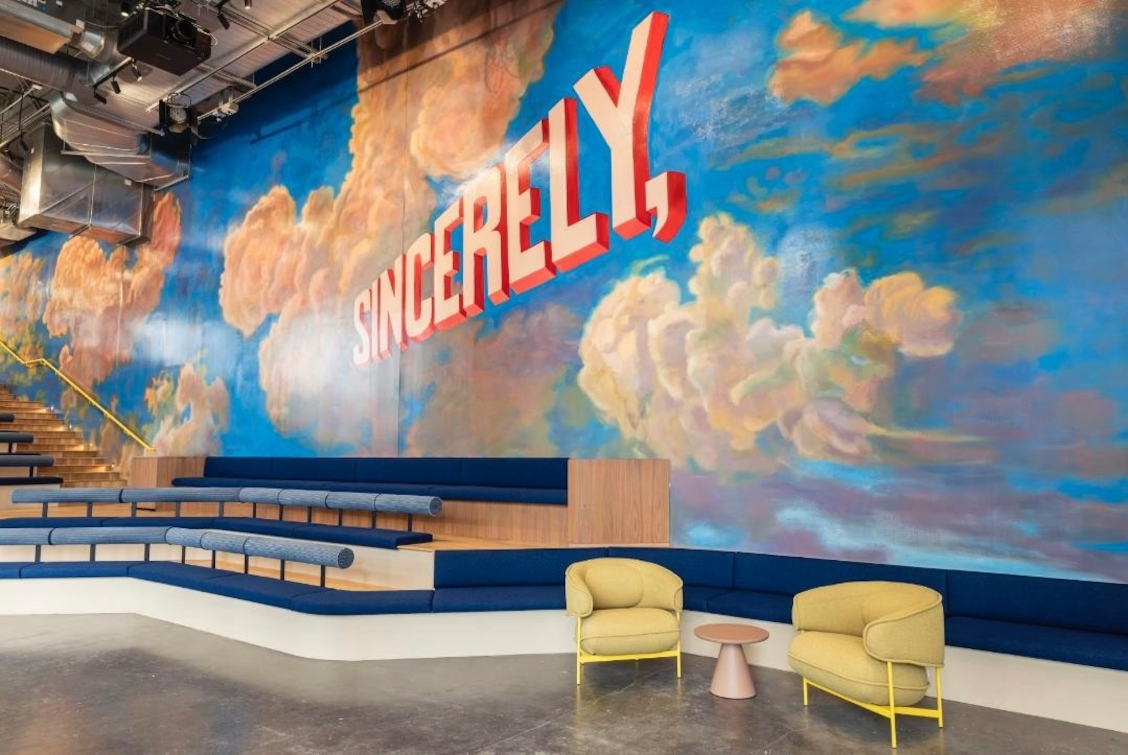 The Intuit offices feature 180 murals, including this one by Wayne White. (Courtesy of ConsultArt/photo by Seamus Payne)