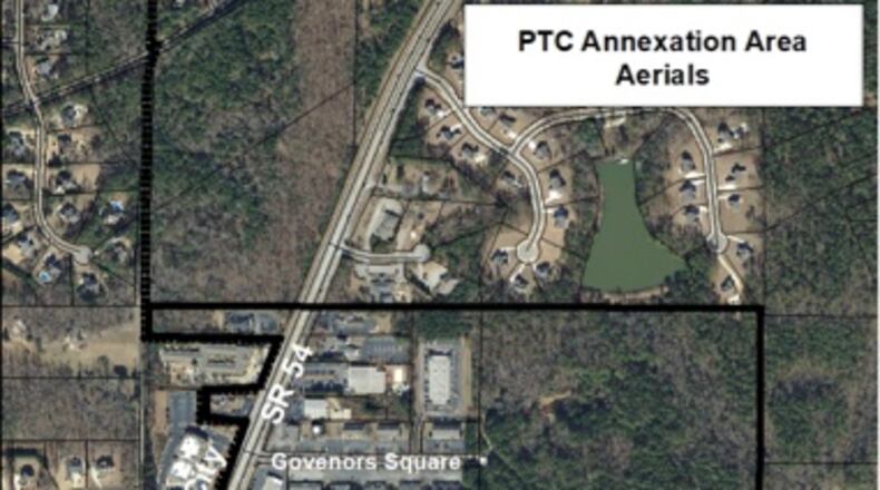 Part of Peachtree City’s annexation request is to allow development of nearly 50 acres off Governors Square. Courtesy Fayette County