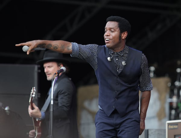  Vintage Trouble with lead singer Ty Taylor and guitarist Nalle Colt performing at the annual Music Midtown Festival at Piedmont Park in Atlanta on Saturday, Sept. 16, 2017. (Akili-Casundria Ramsess/Eye of Ramsess Media)