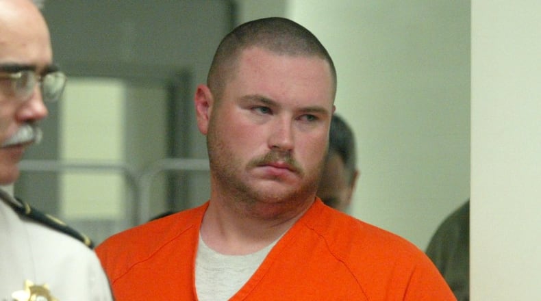 Stacey Ian Humphreys, seen here during an initial court appearance in Cobb County in 2003, is set to be executed on Wednesday, Sept. 16, 2026. He was convicted and sentenced to death for the murders of two Cobb County real estate agents. (John Sponk/AJC file photo)