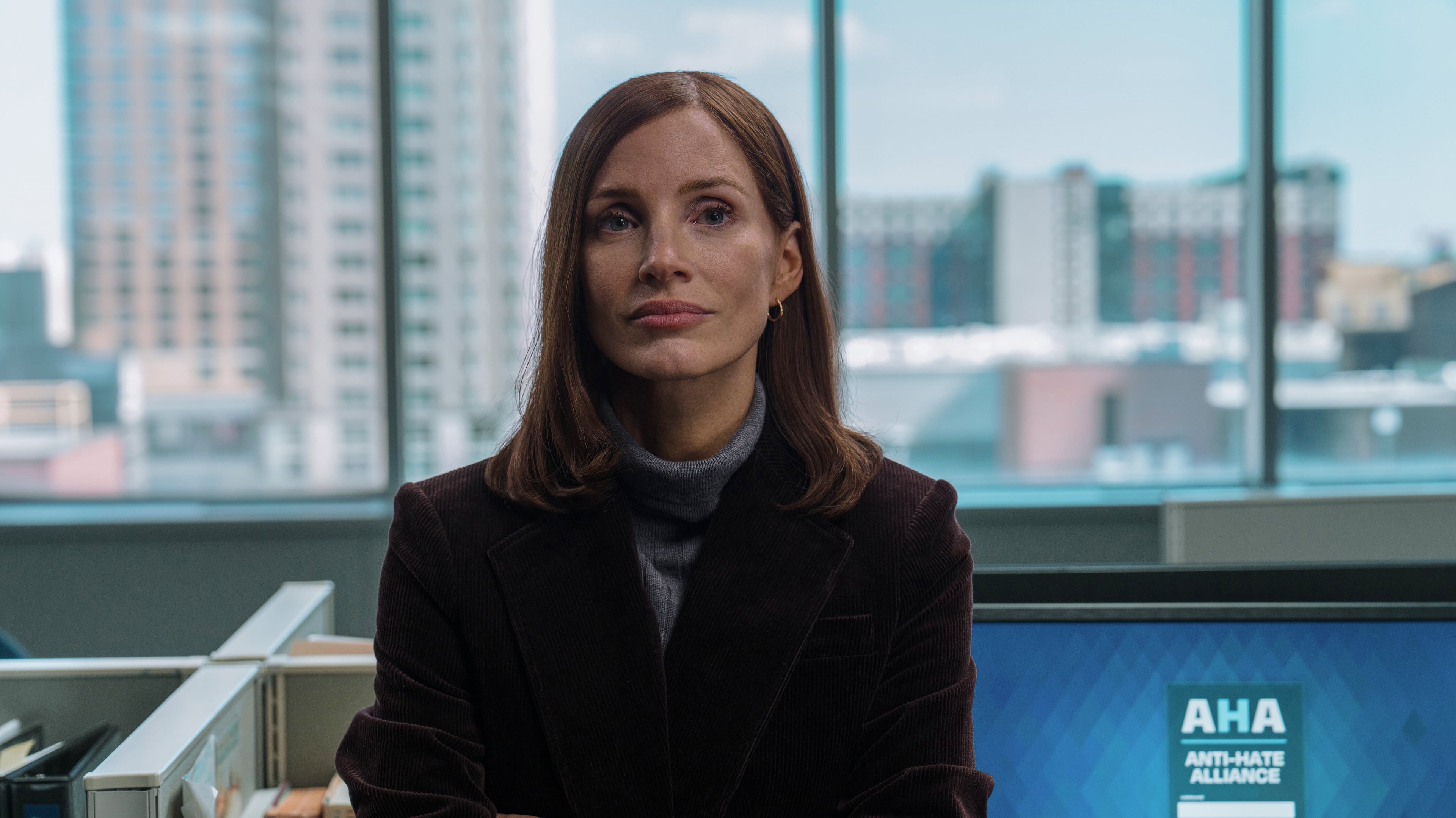 This image released by Apple TV+ shows Jessica Chastain in a scene from "The Savant." (Elizabeth Fisher/Apple TV+ via AP)