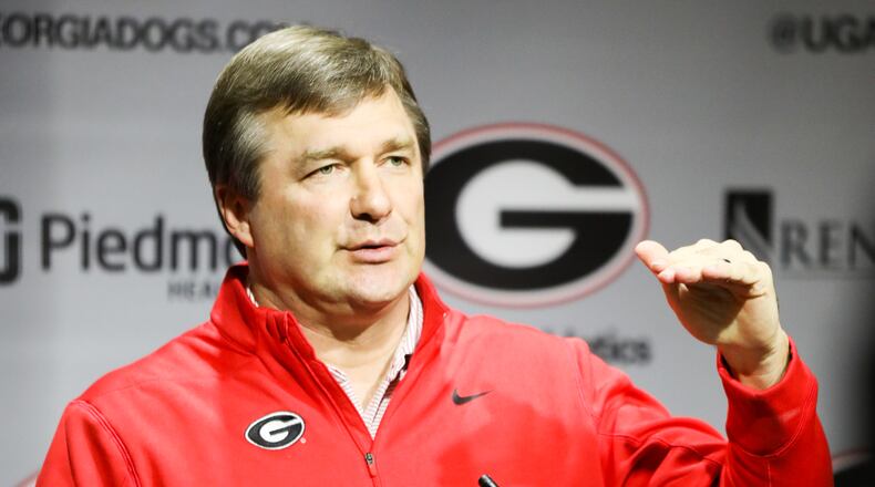 Georgia head coach Kirby Smart talks about the 2020 Class at a press conference on National Signing Day Wednesday, Feb. 5, 2020. at Butts-Mehre Heritage Hall in Athens.