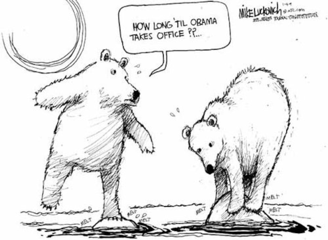 Luckovich cartoons for January, 2009