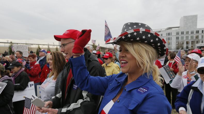Trump supporters gather in Atlanta to rally for the president. Bob Andres/AJC.