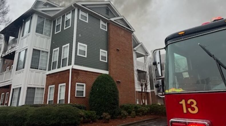 A fire broke out Monday at The Residences on McGinnis Ferry in Gwinnett County, officials said.