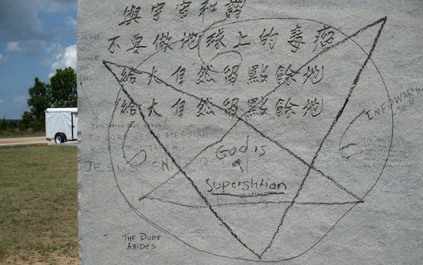 The Georgia Guidestones have been vandalized multiple times since 2008.