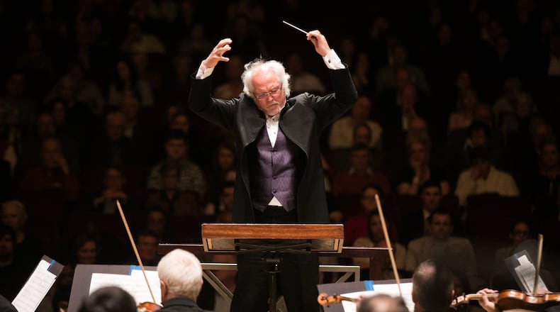 Principal guest conductor Donald Runnicles (shown during a 2016 performance) was back Thursday night to lead the Atlanta Symphony Orchestra in Mahler’s 10th Symphony. CONTRIBUTED BY JEFF ROFFMAN