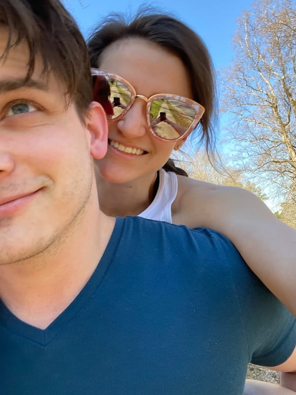 Haden Rider and Arielle Geller met as castmates preparing for a 2019 production of "Jesus Christ Superstar" at a now-shuttered theater. They reappeared in each other's lives a few years ago as coworkers at City Springs Theatre Conservatory. Newly married, they look forward to a life of theater together. Courtesy of Haden Rider and Arielle Geller