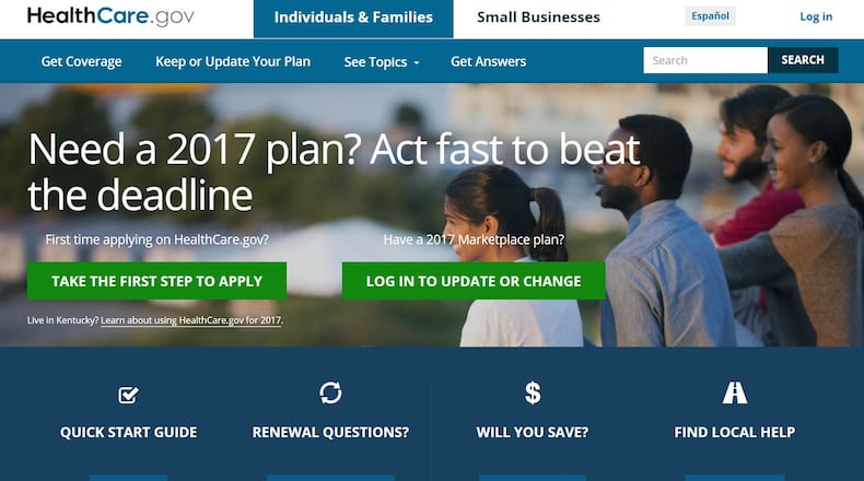 Just over 480,000 Georgians have selected Obamacare insurance plans so far for 2017 through HealthCare.gov. Open enrollment for this year ends Jan. 31. (Screengrab)