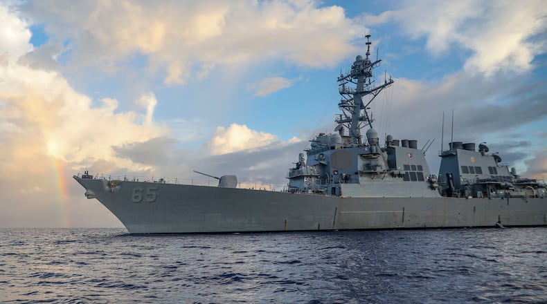 FILE - In this photo provided by U.S. Navy, Arleigh Burke-class guided-missile destroyer USS Benfold (DDG 65) conducts routine underway operations in the Philippines Sea on June 24, 2022. (Mass Communication Specialist 2nd Class Arthur Rosen/U.S. Navy via AP, File)
