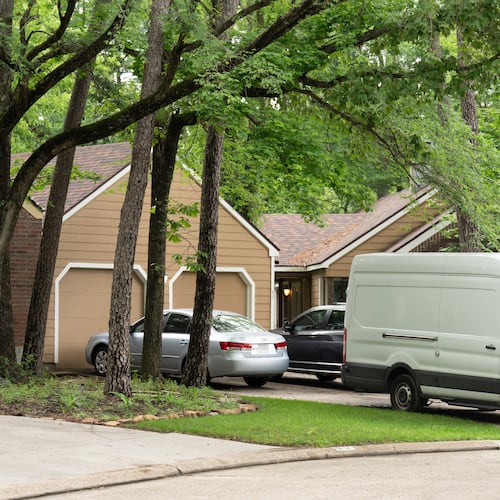 The home of Daniel Moreno-Gama is seen after the FBI raided his home in Spring, Texas, Monday, April 13, 2026. (Jason Fochtman/Houston Chronicle via AP)