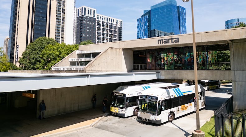 A view of the Arts Center MARTA station in Atlanta seen on Monday, August 12, 2024. (Seeger Gray / AJC)