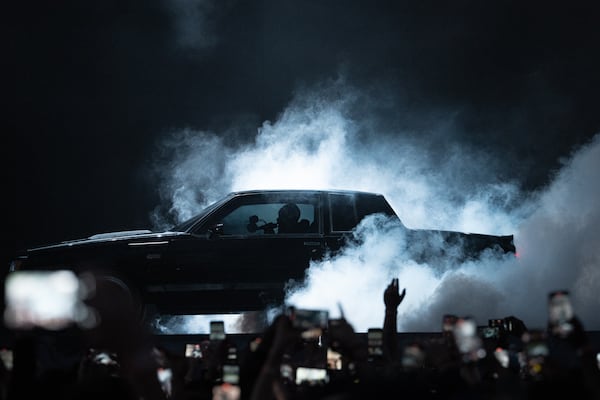 Rapper Kendrick Lamar dropped his surprise album "GNX" in November 2024. It's named after a 1987 Buick GNX car, which became a mainstay in the visuals for his 2025 Grand National Tour. (Courtesy of Greg Noire for pgLang)