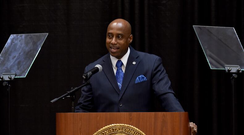 Jeffery Turner, Chairman of the Clayton County Board of Commissioners at Clayton County’s Annual State of the County Address Wednesday in 2016. BRANT SANDERLIN/BSANDERLIN@AJC.COM