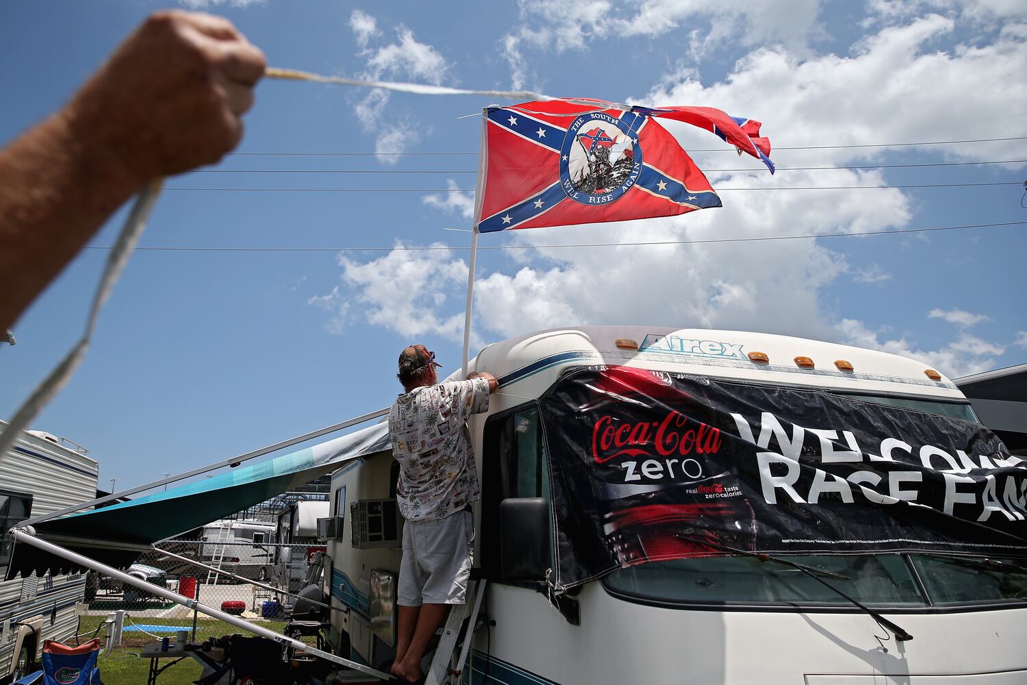 Protests fly on flagpoles