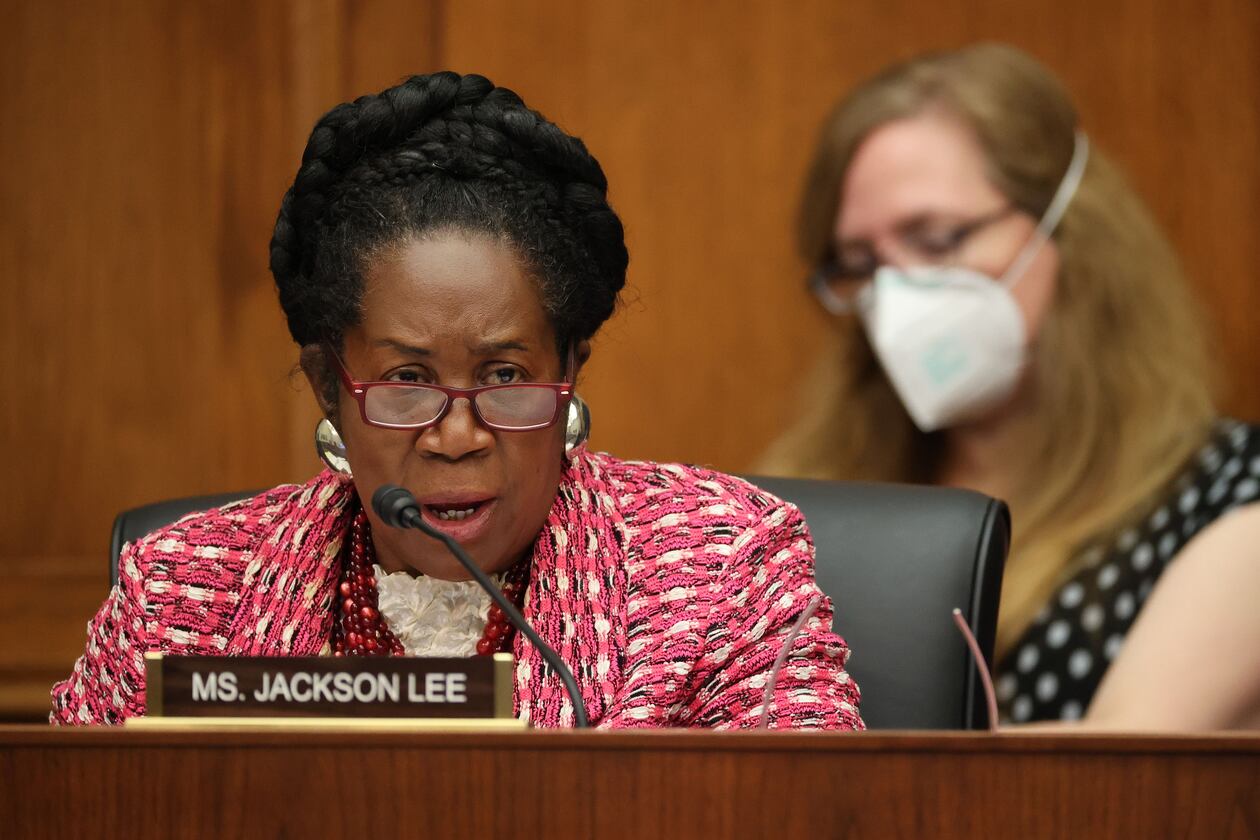 In this photo from September 17, 2020, Representative Shelia Jackson Lee questions witnesses during a hearing about "Worldwide Threats to the Homeland" on Capitol Hill in Washington, DC. Rep. Jackson Lee is renewing a 30-year congressional push to establish a commission that would study the impact of slavery and possible reparations for African Americans. (Chip Somodevilla/POOL/AFP via Getty Images/TNS)