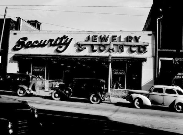 An undated image of Security Jewelry and Loan Company. The renovated building will become the third location of Taqueria El Tesoro in 2026. (Lane Brothers Photographic Collection at GSU Library LBCB096-025a)