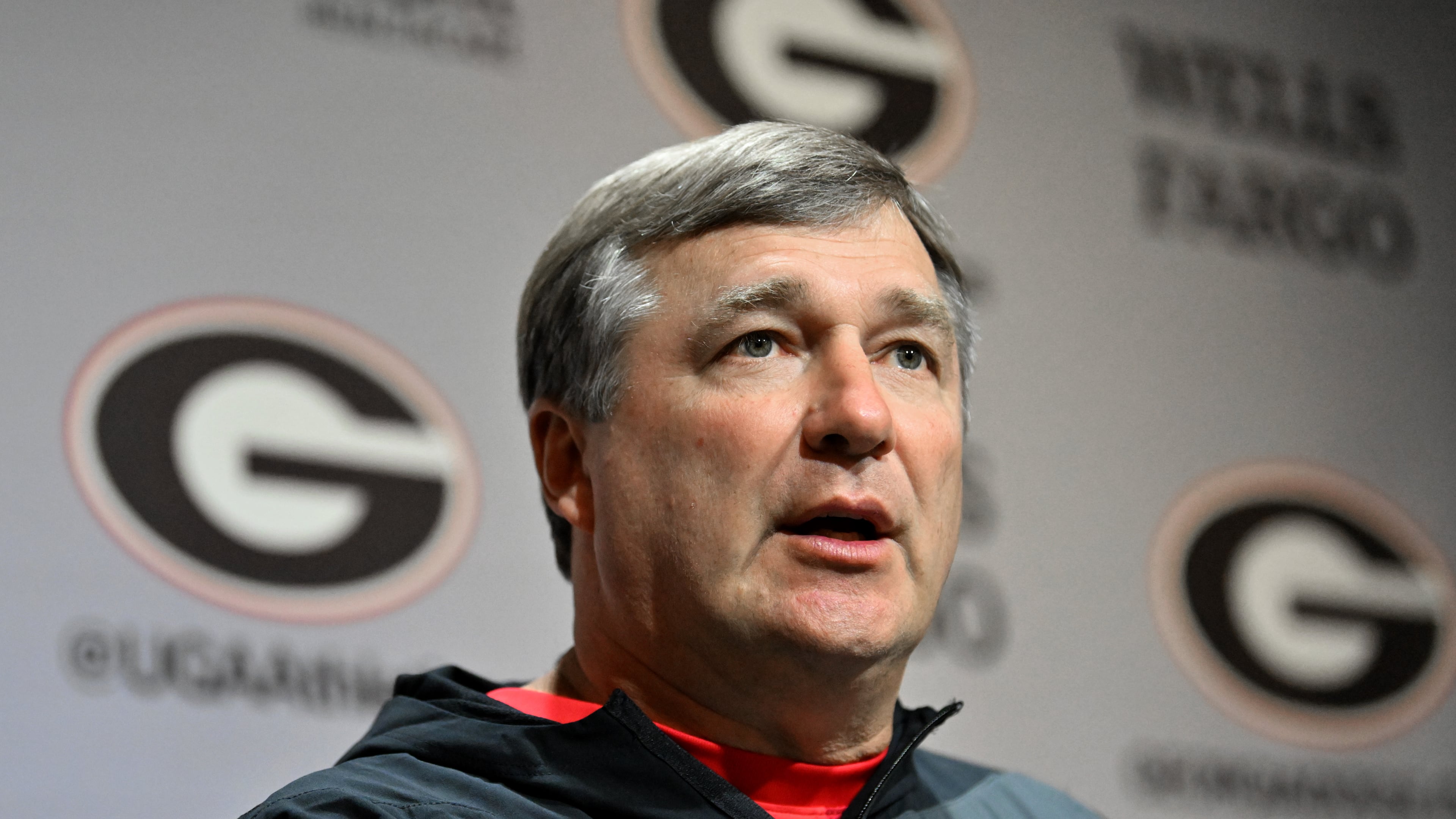 Georgia football head coach Kirby Smart speaks to members of the press during a press conference ahead of their football practice at the Butts-Mehre Building, Thursday, July 31, 2025, in Athens. (Hyosub Shin/AJC)