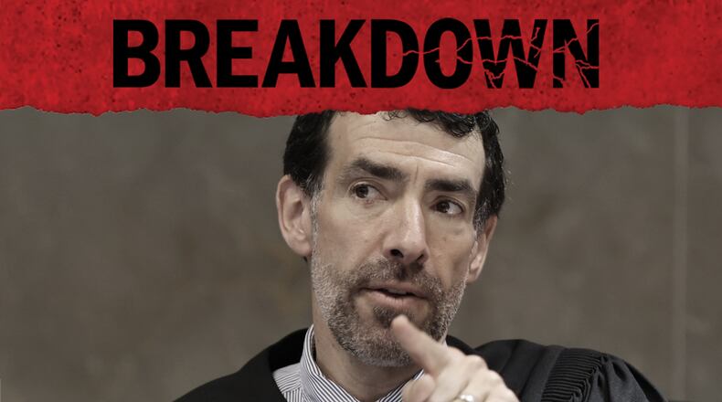 Fulton County Superior Court Judge Robert McBurney presides over the special purpose grand jury tasked with investigating Donald Trump. In the latest episode of the AJC's "Breakdown" podcast, AJC columnist Bill Torpy interviews McBurney about his role. (Miguel Martinez /miguel.martinezjimenez@ajc.com)