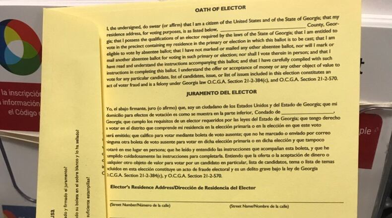 A photo of a Gwinnett County absentee ballot envelope. (CONTRIBUTED)