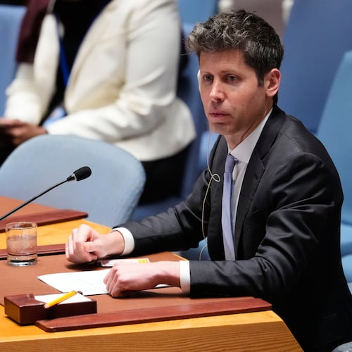 Sam Altman, CEO of OpenAI, listens during a Security Council meeting on artificial intelligence at the 81st session of the United Nations General Assembly at United Nations headquarters, Wednesday, Sept. 23, 2026. (AP Photo/Yuki Iwamura)