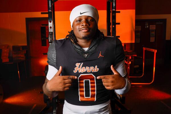Kell’s Quinterrius “Moonie” Gipson poses for a portrait. (Miguel Martinez/AJC)