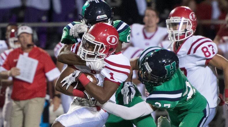 Dalton running back Jahmyr Gibbs (1) is among the state recruits waiting to sign on Feb. 5, 2020.