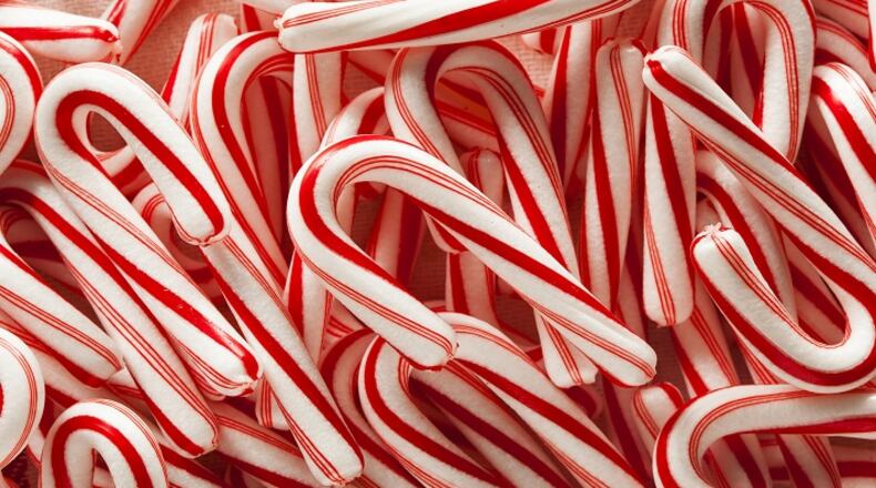 It is believed that candy canes became a Christmas item because they could be hung on trees as ornaments, and that is in fact how they were typically used. (Photo courtesy Fotolia/TNS)