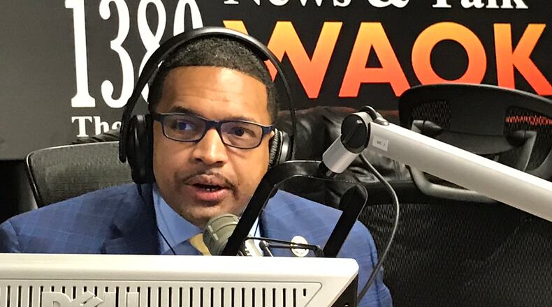 Rashad Richey on set of his daily show on 1380/WAOK-AM.