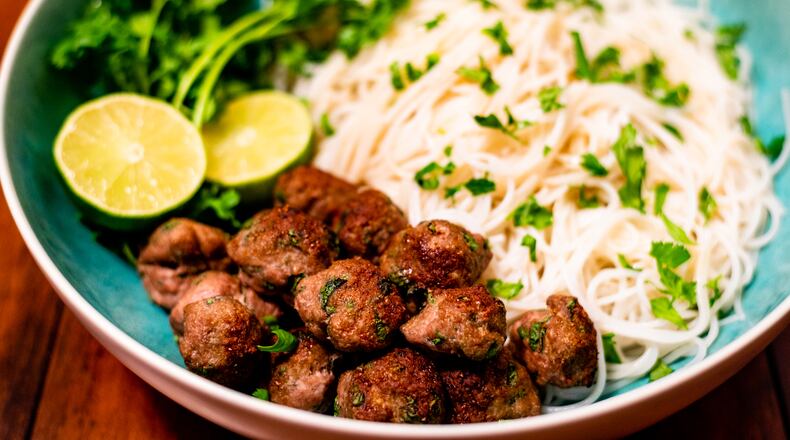 Herbed Turkey Meatballs with Rice Noodles. Henri Hollis for The Atlanta Journal-Constitution