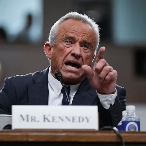 FILE - Robert F. Kennedy Jr., President Donald Trump's choice to be Secretary of Health and Human Services, appears before the Senate Finance Committee for his confirmation hearing, at the Capitol in Washington, Jan. 29, 2025. (AP Photo/Ben Curtis, file)