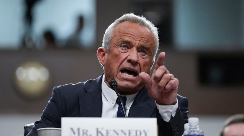 FILE - Robert F. Kennedy Jr., President Donald Trump's choice to be Secretary of Health and Human Services, appears before the Senate Finance Committee for his confirmation hearing, at the Capitol in Washington, Jan. 29, 2025. (AP Photo/Ben Curtis, file)