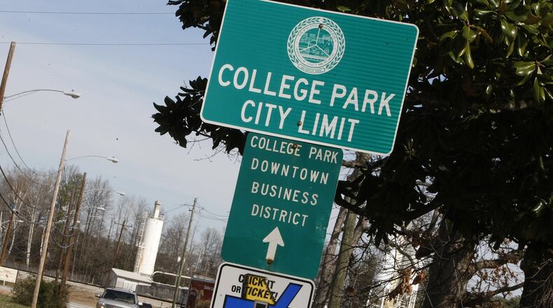 A sign on Highway 29 heading north into College Park marks the city limit. Six people are running for mayor in the city. CURTIS COMPTON / CCOMPTON@AJC.COM AJC FILE PHOTO