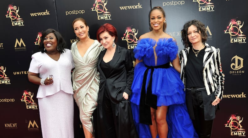 Sheryl Underwood, from left, Carrie Ann Inaba, Sharon Osbourne, Eve and Sara Gilbert arrive at the 46th annual Daytime Emmy Awards at the Pasadena Civic Center, Sunday, May 5, 2019, in Pasadena, Calif. (Photo by Richard Shotwell/Invision/AP)
