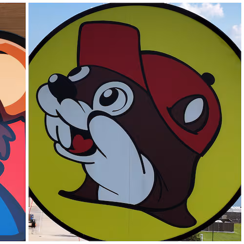 Buc-ee’s filed a trademark infringement lawsuit against Teddy’s Market, saying it operates under a “confusingly similar” brand. At issue are the mascots for Buc-ee's (right) and Teddy's Market. (Ben Hendren for the AJC, Hyosub Shin/AJC)