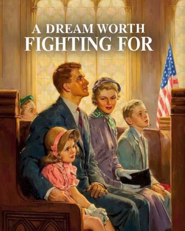 Labor Department poster depicting an idyllic, church-going family of yore. (Courtesy)