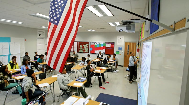 This 2013  photo shows a a ninth-grade math class in Clayton County. “In my experience, a successful student-teacher connection is so direct and intellectually intimate that it tends toward color-blindness,” writes Zach Etheridge, an award-winning white teacher who taught at a majority-black high school in Clayton County 11 years.
