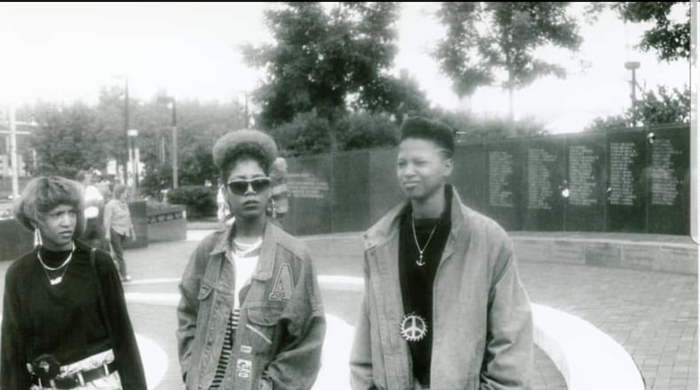 With the help of Jermaine Dupri, Silk Tymes Leather (including Jordan Victoria aka Silk on the left, Jocelyn Rabon aka Leather, and Dyonna Lewis aka DJ Diamond X on the right) became the first rap act from Atlanta to sign a record deal. The trio's first and only album dropped in 1990. (Photo courtesy of Silk Tymes Leather)