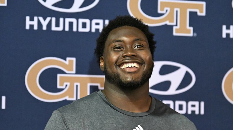 “Just a guy that loves the game, willing to give anything for it," Georgia Tech defensive lineman Zeek Biggers said during Tech pro day in March. He is hoping to be picked in this weekend's NFL draft. (Hyosub Shin/AJC)
