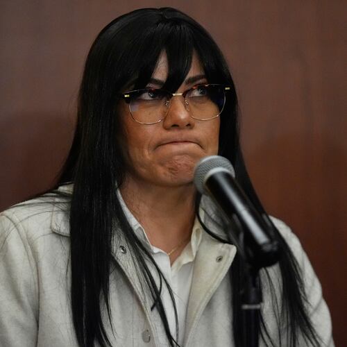 Vanesa Guzman Sanchez, the partner of Juan Pedro Saldívar Farías, who was detained and sent by Mexican authorities to the US without formal extradition proceedings, gives a press conference in Mexico City, Monday, Jan. 26, 2026. (AP Photo/Fernando Llano)