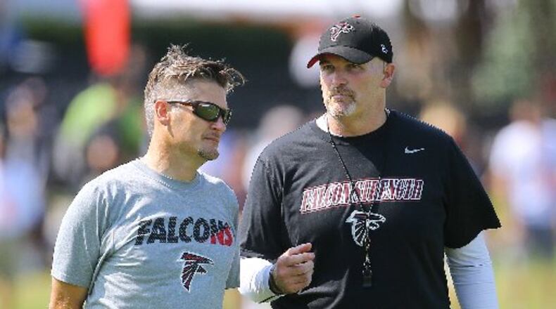 Falcons GM Thomas Dimitroff and coach Dan Quinn will reside over their third draft together. Curtis Compton/ccompton@ajc.com