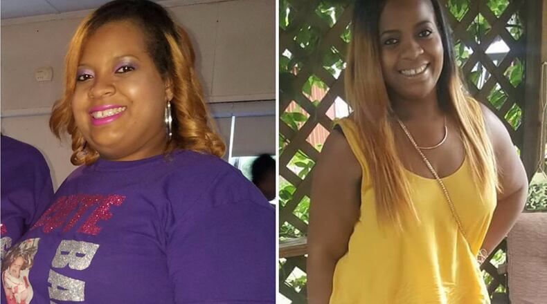 Brittany Shy weighed 225 when the photo on the left was taken in May 2016. A year later, right, she weighed 160 pounds.