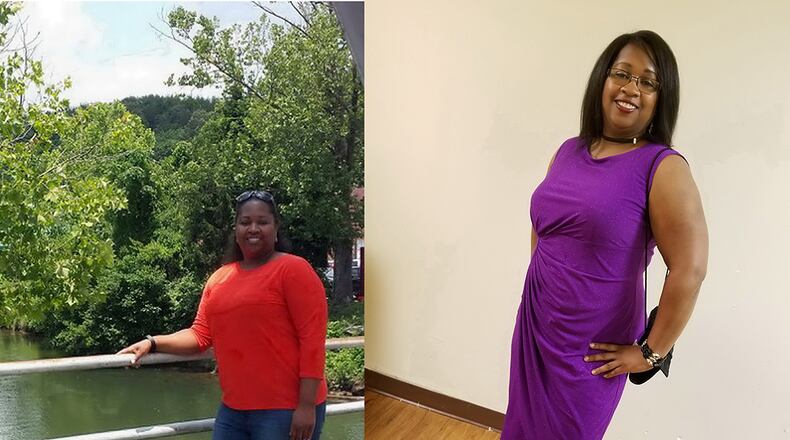 In the photo on the left, taken in 2017, Crystalland Hopper weighed 237 pounds. In the photo on the right, taken in 2018, she weighed 211 pounds. (Contributed by Crystalland Hopper)
