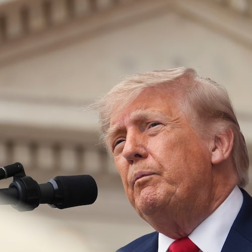 President Donald Trump speaks during the 158th National Memorial Day Observance coinciding with the nation's 250th anniversary, at the Memorial Amphitheater in Arlington National Cemetery, Monday, May 25, 2026, in Arlington, Va. (AP Photo/Alex Brandon)